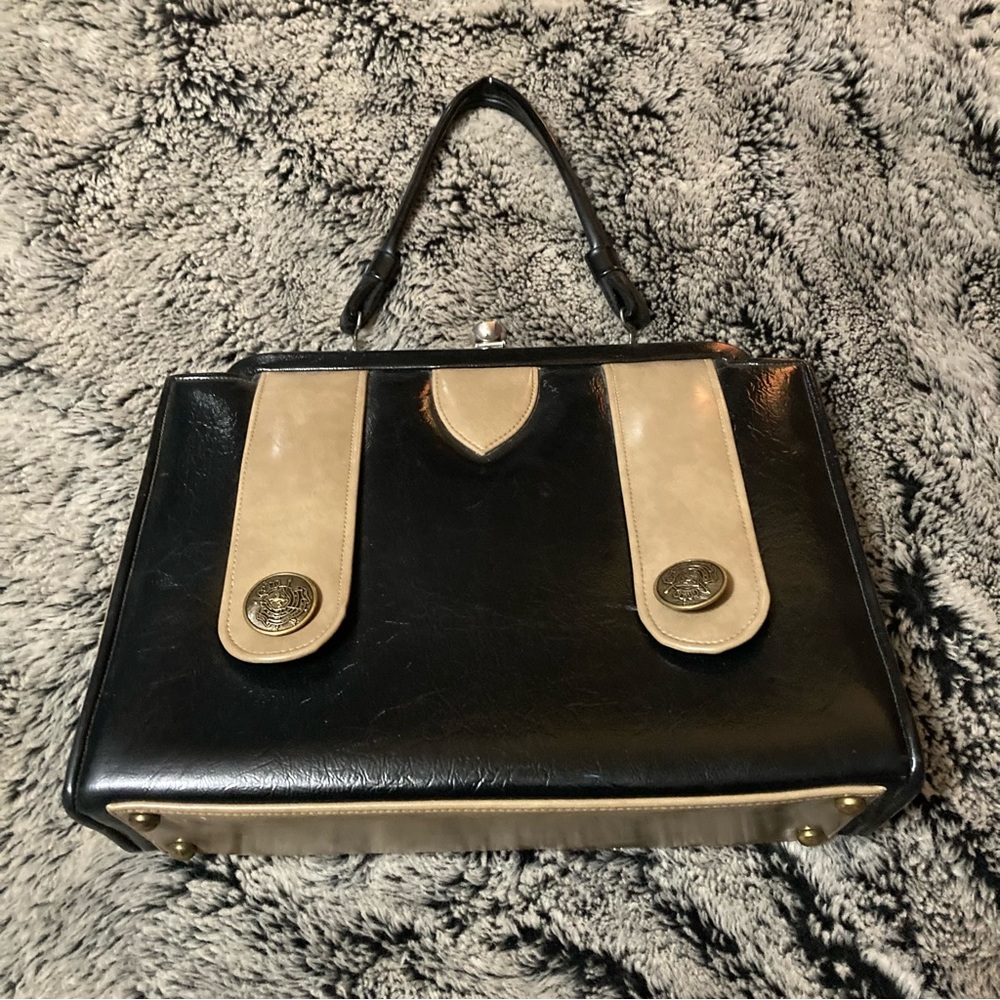 Faye Mell vintage purse Art Deco black and beige